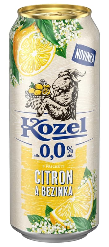 Velkopopovický Kozel Non-Alcoholic Beer Lemon & Elderflower 4 x 0.5L Can