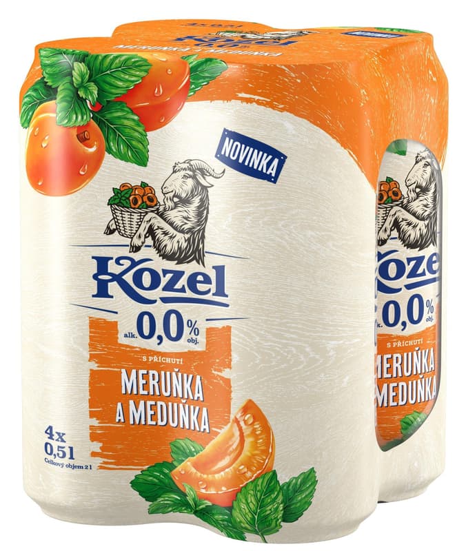 Velkopopovický Kozel Non-Alcoholic Beer Apricot & Lemon Balm 4 x 0.5L Can