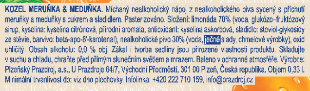 Velkopopovický Kozel Non-Alcoholic Beer Apricot & Lemon Balm 4 x 0.5L Can