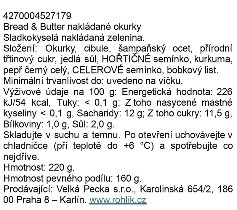 Roots Radicals Nakládané okurky Bread & Butter
