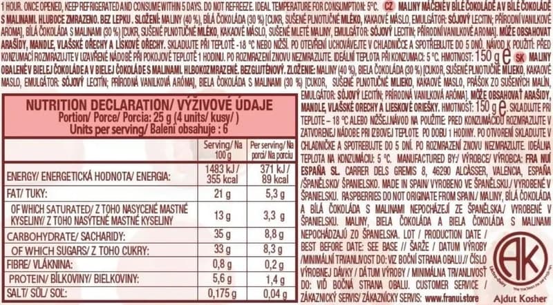 Franui Maliny v bílé a malinové čokoládě