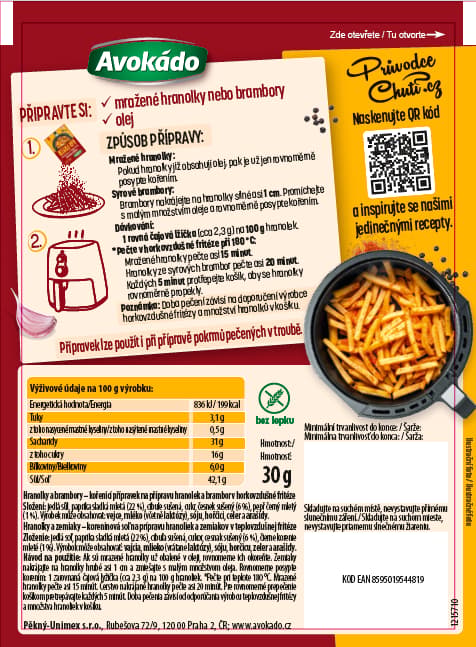 Avokádo Air fryer Směs na brambory a hranolky