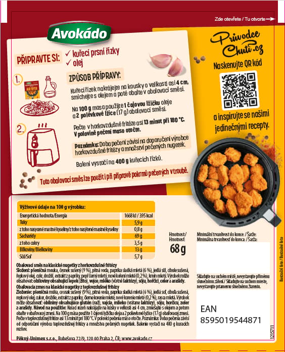 Avokádo Air fryer Koření na nugetky klasické