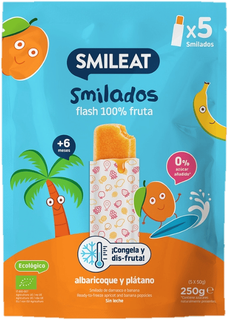 Smileat BIO Ovocné zmrzlinky k zamražení meruňka & banán (5×50 g)