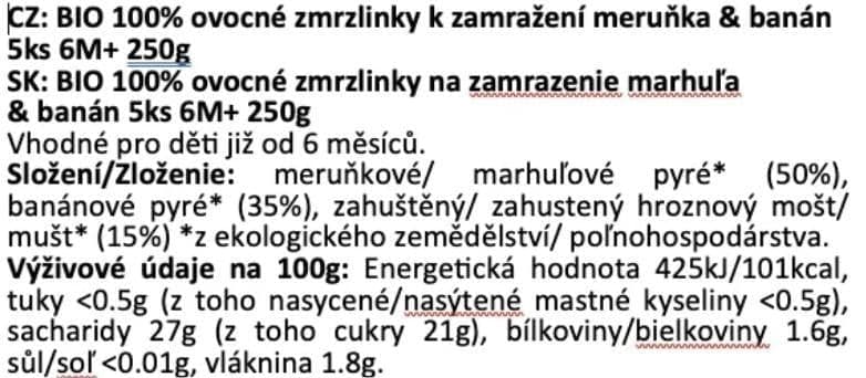 Smileat BIO Ovocné zmrzlinky k zamražení meruňka & banán (5×50 g)