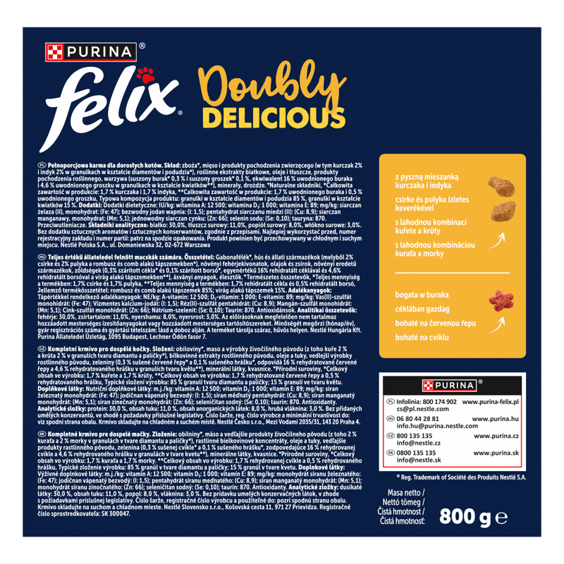Felix Doubly Delicious granule pro kočky kuře a krůta s červenou řepou