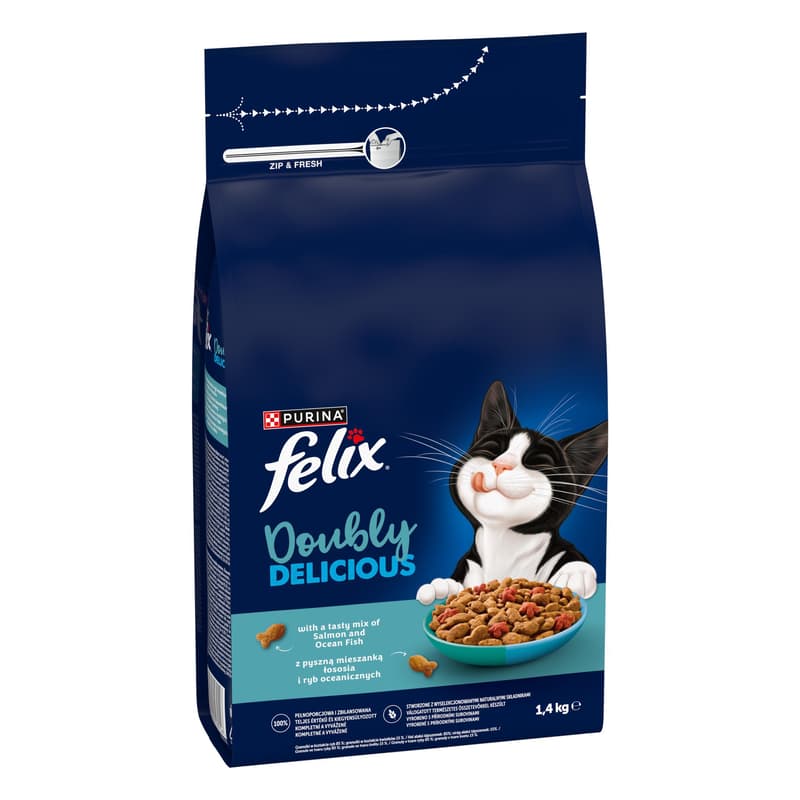 Felix Doubly Delicious granule pro kočky losos a mořské ryby s červenou řepu