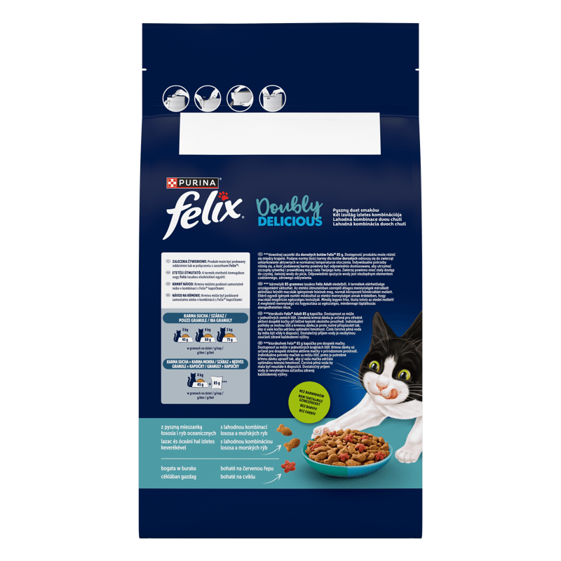 Felix Doubly Delicious granule pro kočky losos a mořské ryby s červenou řepu