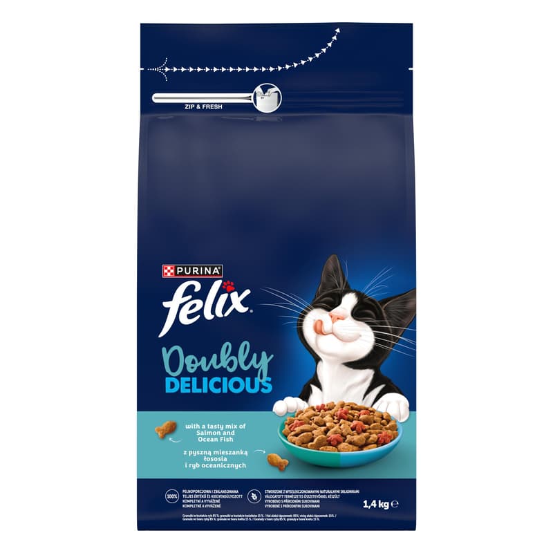 Felix Doubly Delicious granule pro kočky losos a mořské ryby s červenou řepu