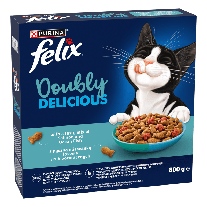 Felix Doubly Delicious granule pro kočky losos a mořské ryby s červenou řepu