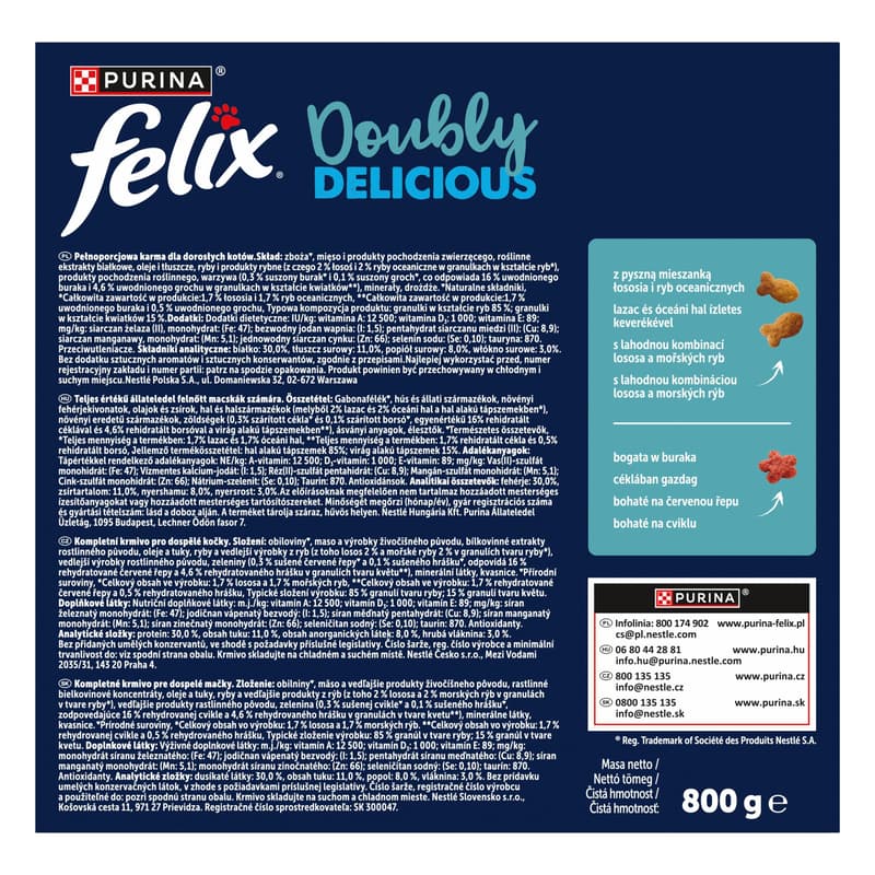 Felix Doubly Delicious granule pro kočky losos a mořské ryby s červenou řepu