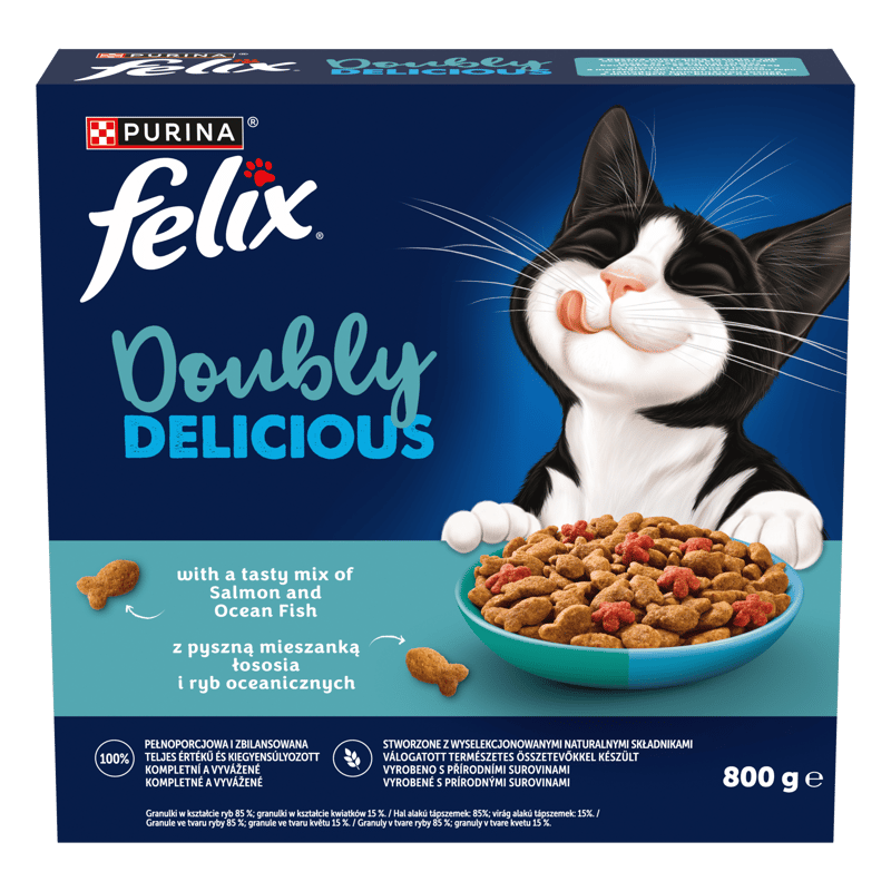 Felix Doubly Delicious granule pro kočky losos a mořské ryby s červenou řepu