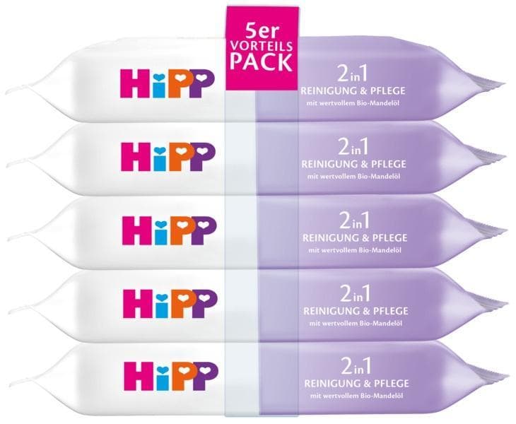 HiPP 2-in-1 cleansing and caring wet wipes 5x48 pcs
