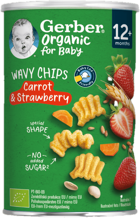 Gerber Organic BIO Wavy chips mrkev a jahoda