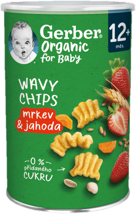 Gerber Organic BIO Wavy chips mrkev a jahoda