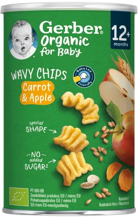 Gerber Organic BIO Wavy chips mrkev a jablko
