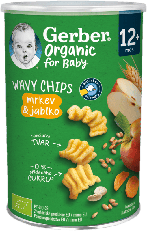 Gerber Organic BIO Wavy chips mrkev a jablko