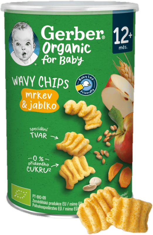 Gerber Organic BIO Wavy chips mrkev a jablko