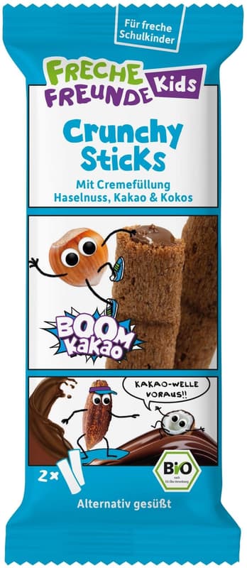 Freche Freunde BIO Křupavé tyčinky s náplní lískový oříšek, kakao a kokos