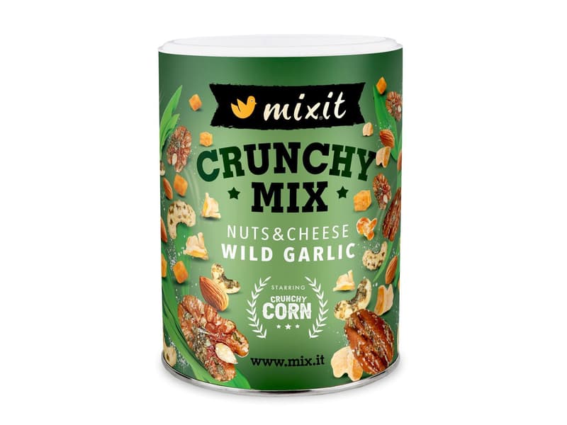 Mixit Crunchy mix – Sýr, crunchy corn a oříšky s medvědím česnekem