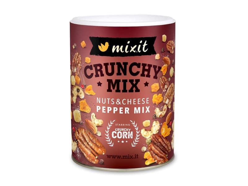 Mixit Crunchy mix – Sýr, crunchy corn a oříšky s barevným pepřem