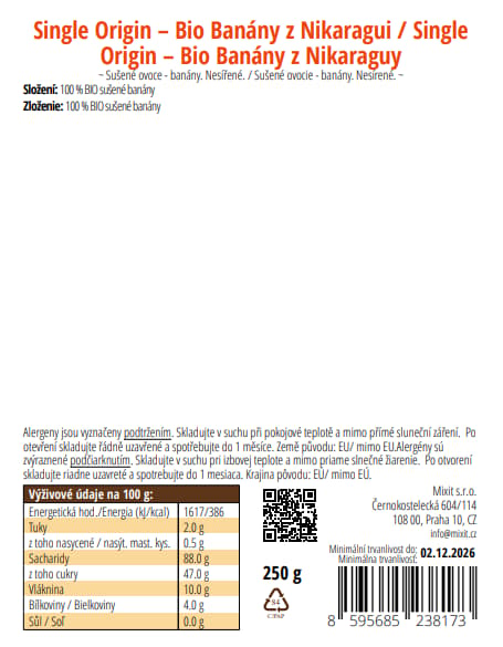 Mixit Single Origin – Bio Banány z Nikaragui