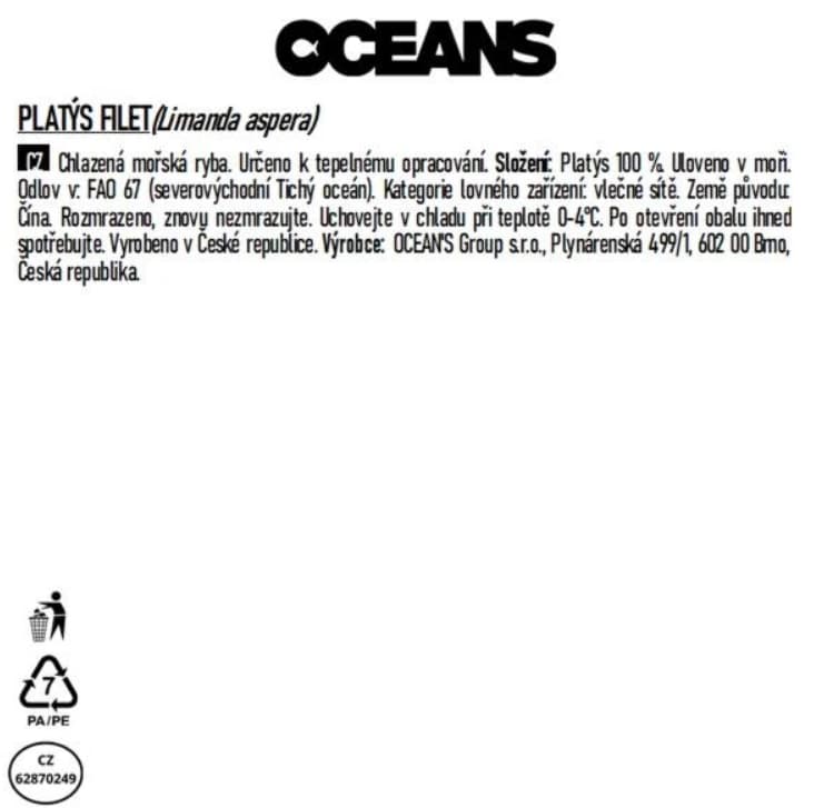 Oceans Platýs filet bez kůže