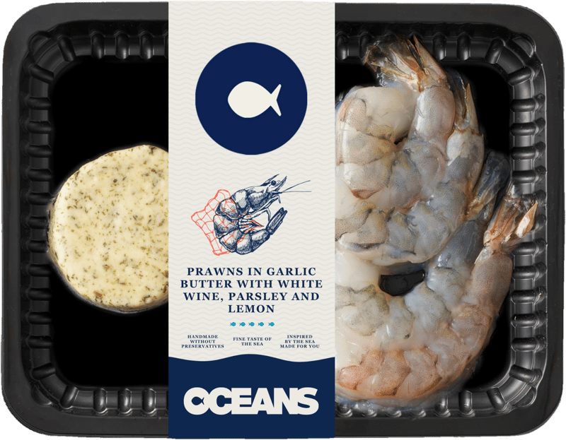 Oceans Krevety na česnekovém másle s bílým vínem, petrželí a citronem