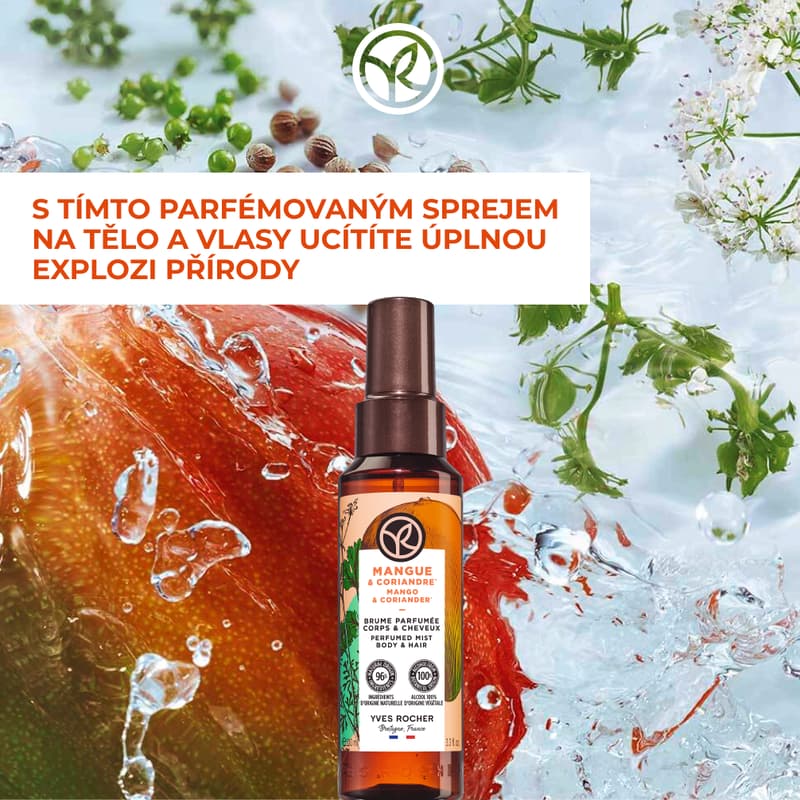 Yves Rocher Parfémovaný sprej na tělo a vlasy Mango & koriandr