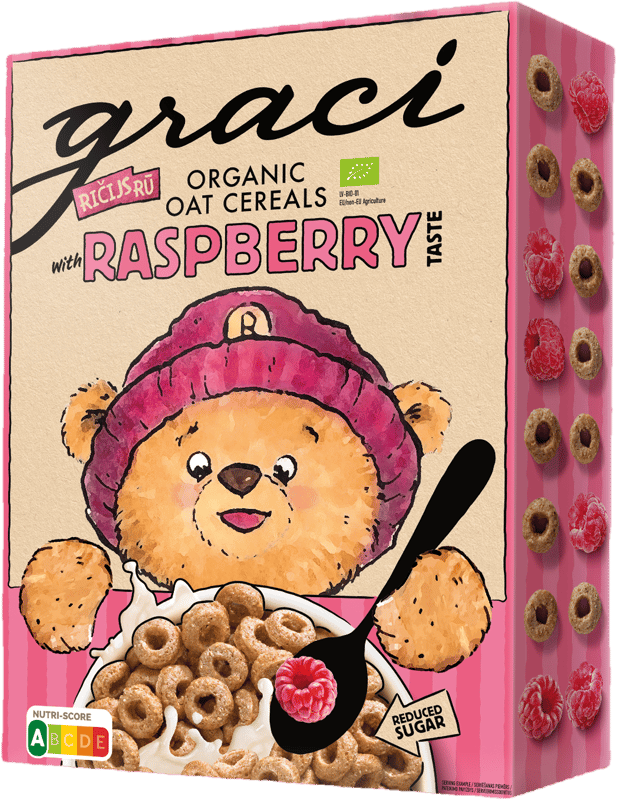 Graci BIO Dětské cereální malinové kroužky