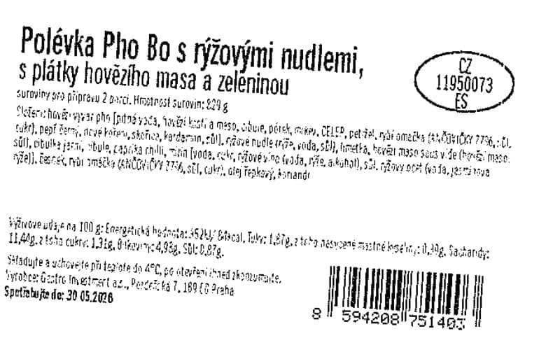Polévka Pho Bo s rýžovými nudlemi, hovězím masem a zeleninou (set k přípravě hotového jídla)