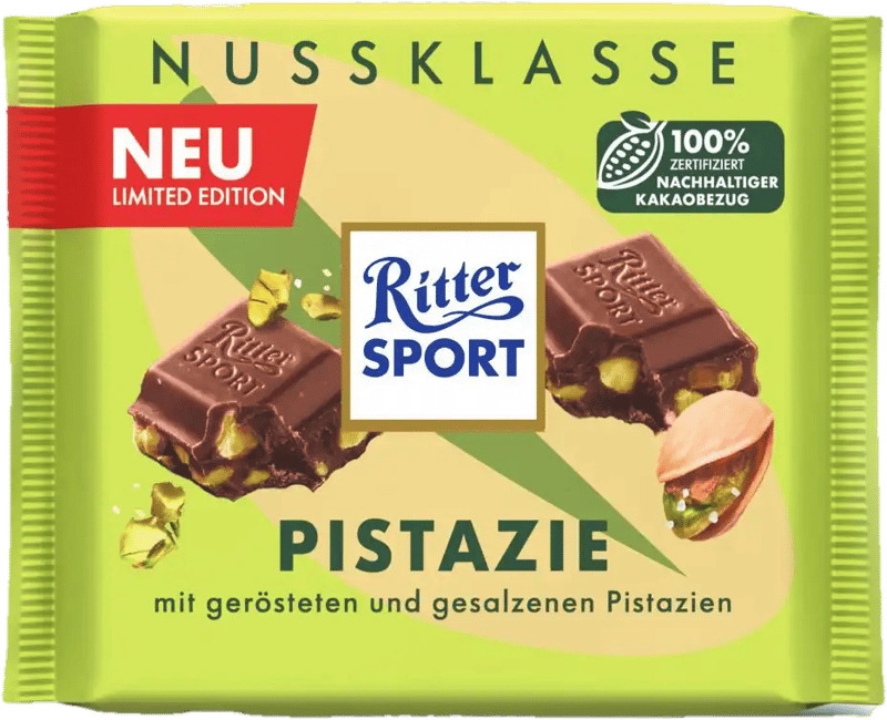 Ritter Sport Mléčná čokoláda s pistáciemi