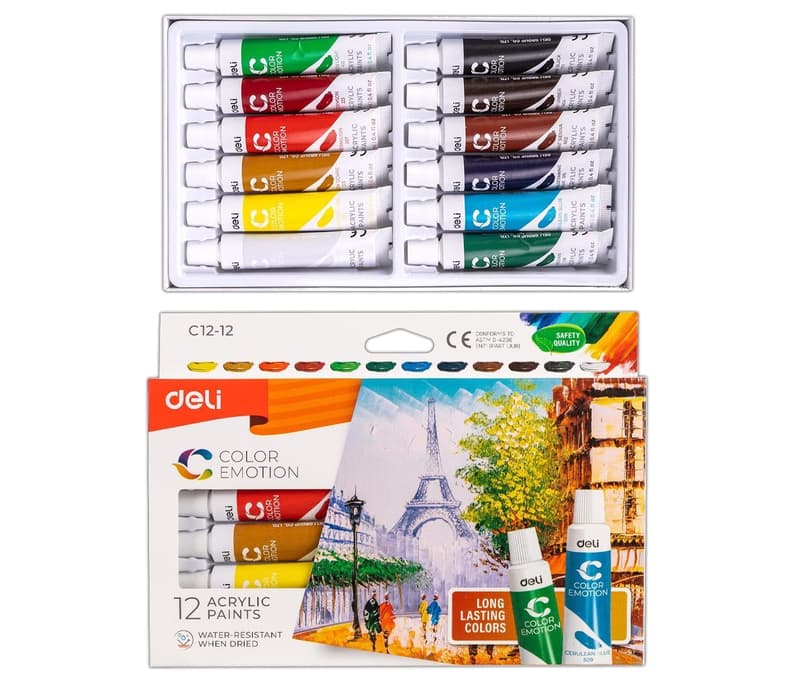 Deli Akrylové barvy (12×12 ml)
