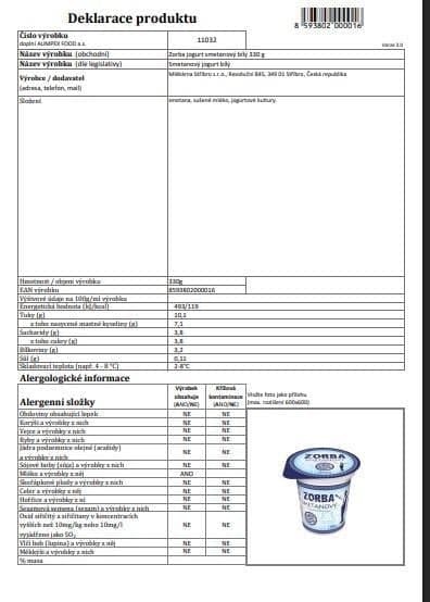 Zorba Smetanový jogurt natur 10%
