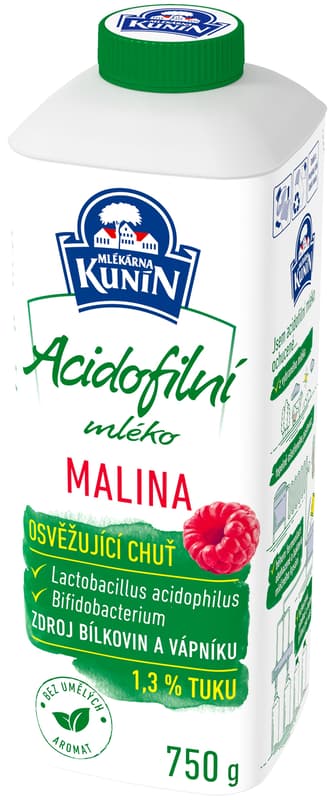 Mlékárna Kunín Acidofilní mléko malina