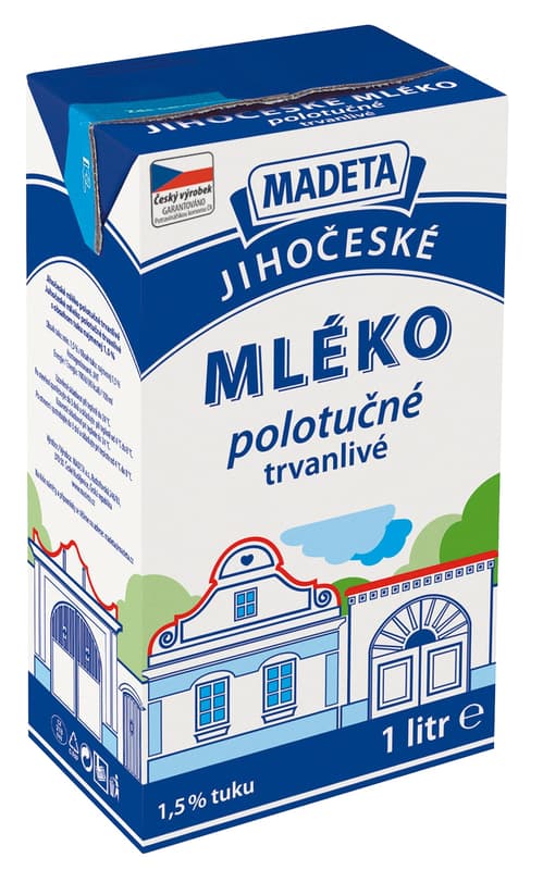 Madeta Jihočeské trvanlivé polotučné mléko 1,5%