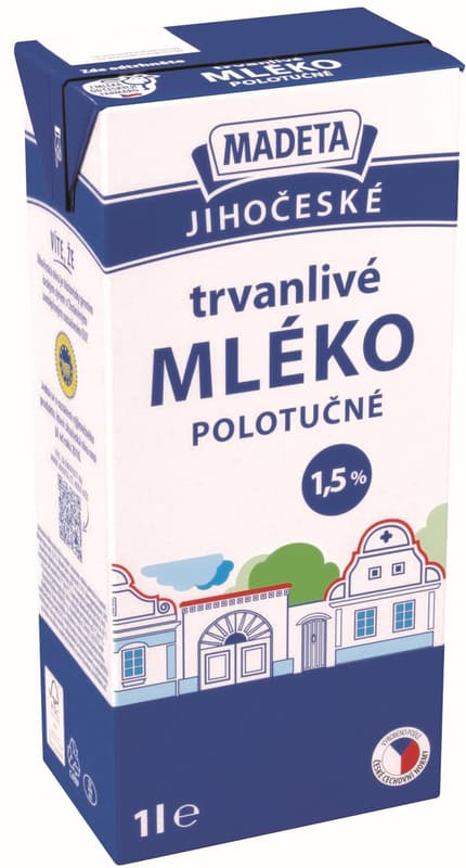 Madeta Jihočeské trvanlivé polotučné mléko 1,5%