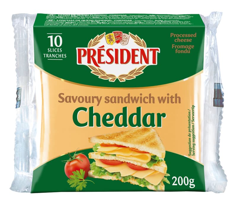 President Cheddar cheese toast sliced