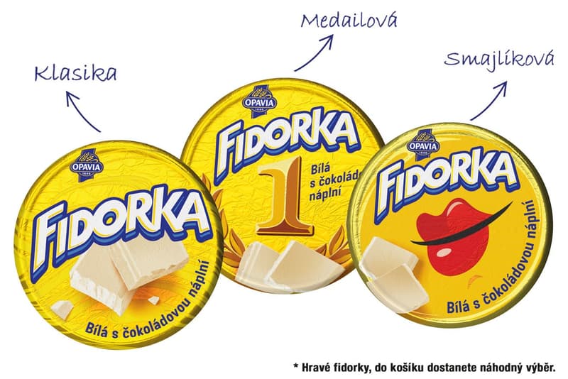 Opavia Fidorka Bílá s čokoládovou náplní žlutá
