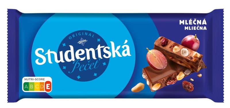 Orion Studentská pečeť mléčná čokoláda s arašídy, rozinkami a želé