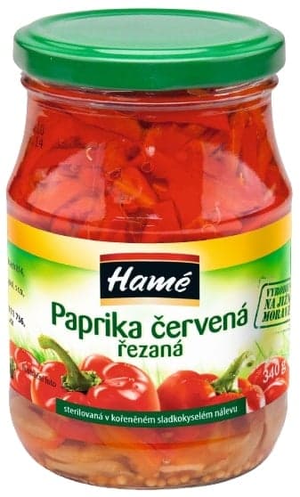 Hamé paprika červená řezaná sterilovaná