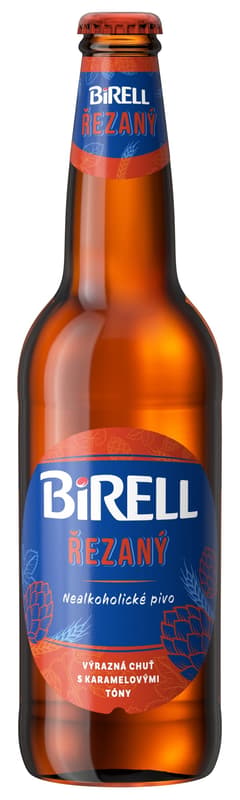 Birell Řezaný nealkoholické pivo sklo