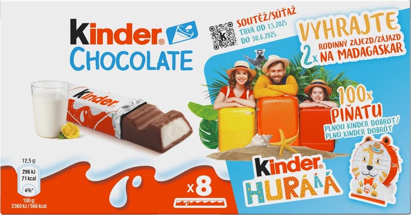 Kinder Chocolate tyčinky z mléčné čokolády s mléčnou náplní